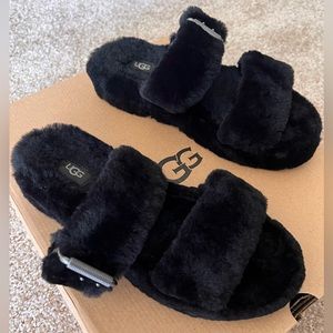Ugg Genuine Shearling Black Platform Slipper